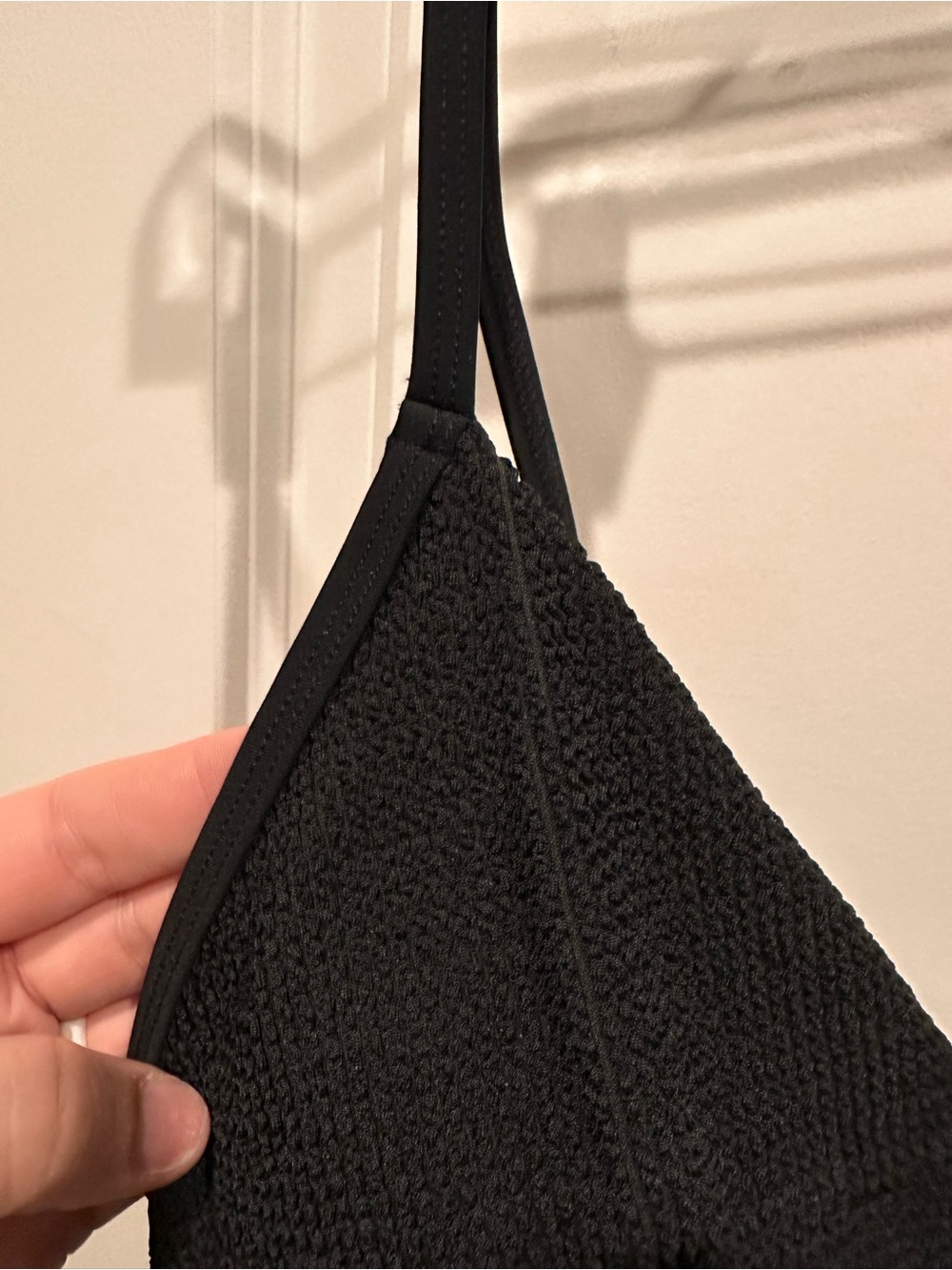 Good American Black Textured Triangle Bikini Top - Picture 5 of 8
